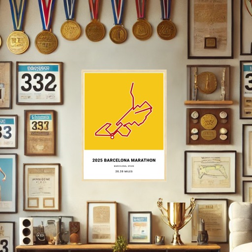 Minimalist 2025 Barcelona Marathon Poster - Route Map 3
