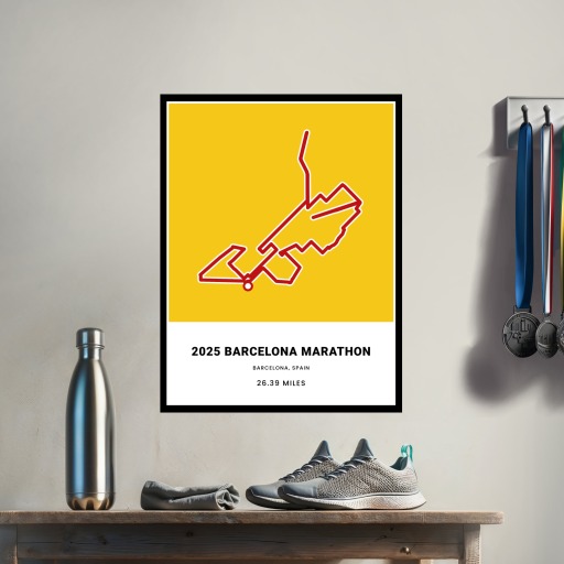 Minimalist 2025 Barcelona Marathon Poster - Route Map 4