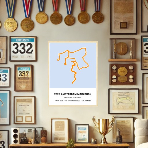 Minimalist 2025 Amsterdam Marathon Poster - Route Map 3