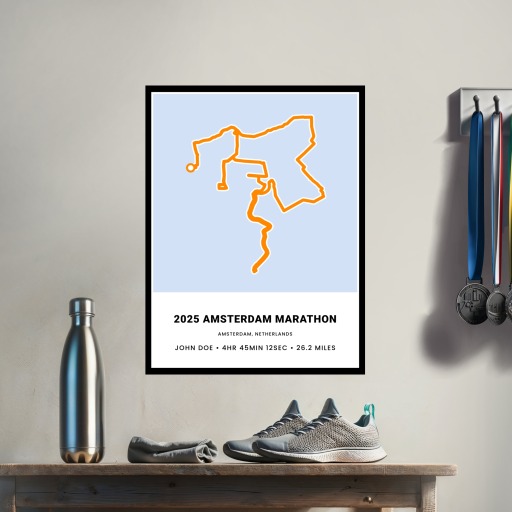 Minimalist 2025 Amsterdam Marathon Poster - Route Map 4