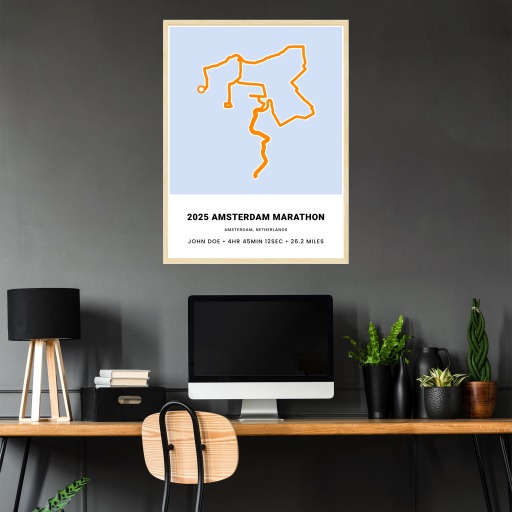 Minimalist 2025 Amsterdam Marathon Poster - Route Map 5