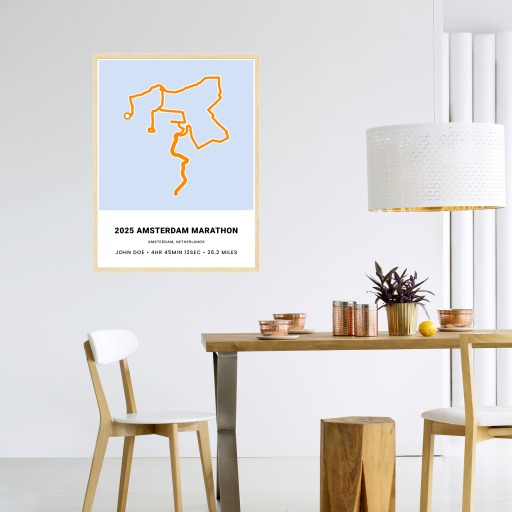 Minimalist 2025 Amsterdam Marathon Poster - Route Map 6