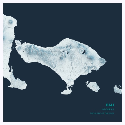 Island of Bali Poster - Terrain Map 1