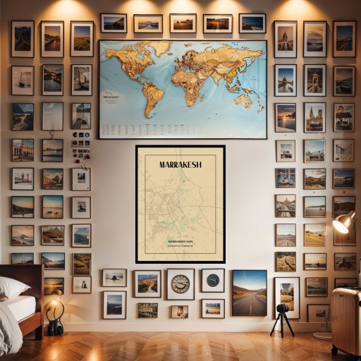Marrakesh in Vintage Poster - Street Map 2