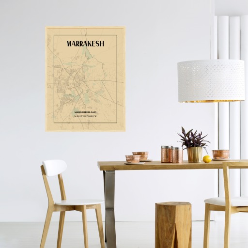 Marrakesh in Vintage Poster - Street Map 4