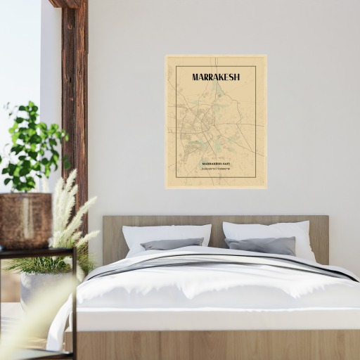 Marrakesh in Vintage Poster - Street Map 6