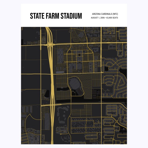Arizona Cardinals Stadium Poster - Street Map 1