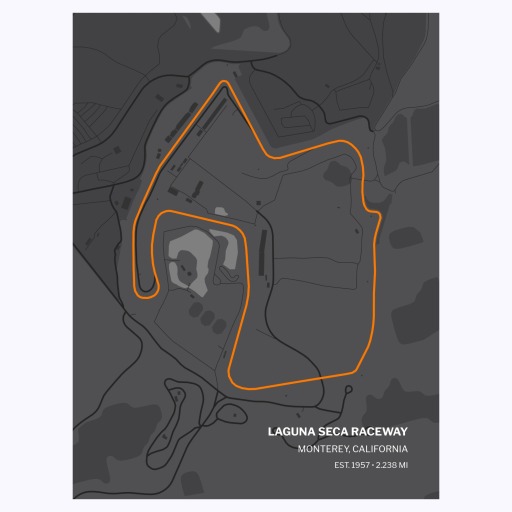 Laguna Seca Raceway Poster - Track Map 1
