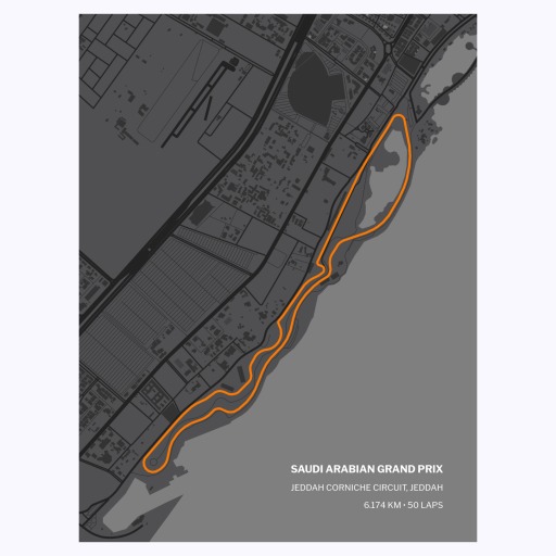 Saudi Arabian Grand Prix Poster - Track Map 1
