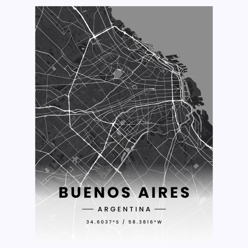 Buenos Aires in Dark Poster - Street Map 1
