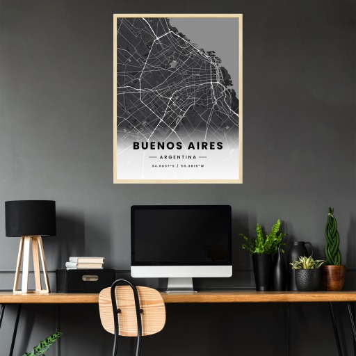 Buenos Aires in Dark Poster - Street Map 3