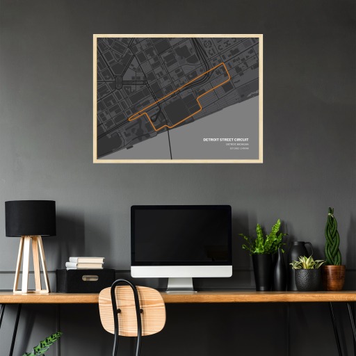 Detroit Street Circuit Poster - Track Map 2