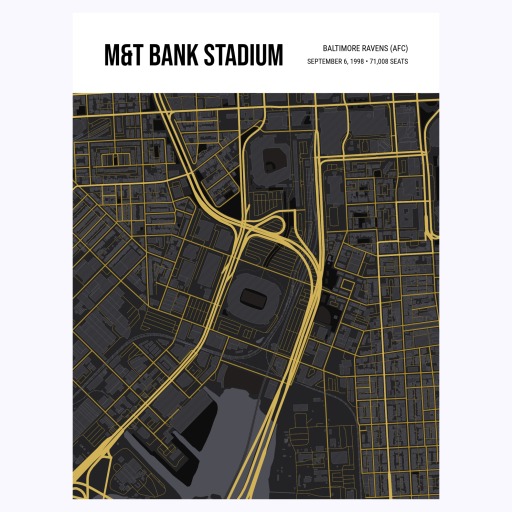 Baltimore Ravens Stadium Poster - Street Map 1