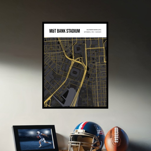 Baltimore Ravens Stadium Poster - Street Map 3