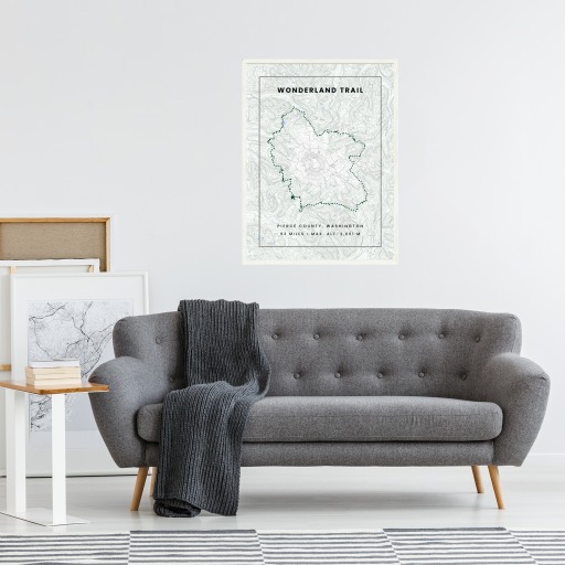 Wonderland Trail Hiking Trip Poster - Route Map 4