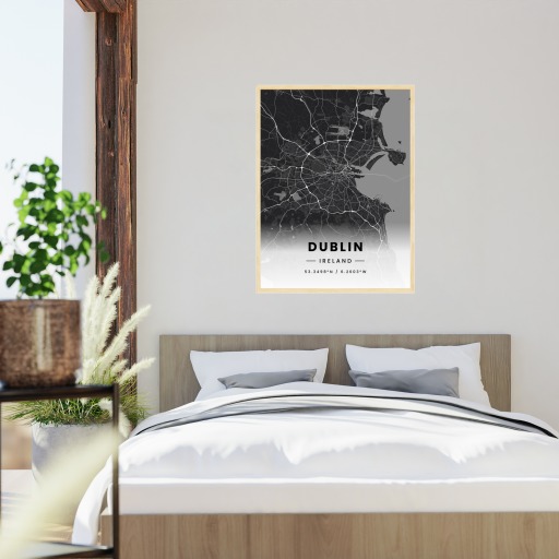 Dublin in Dark Poster - Street Map 6