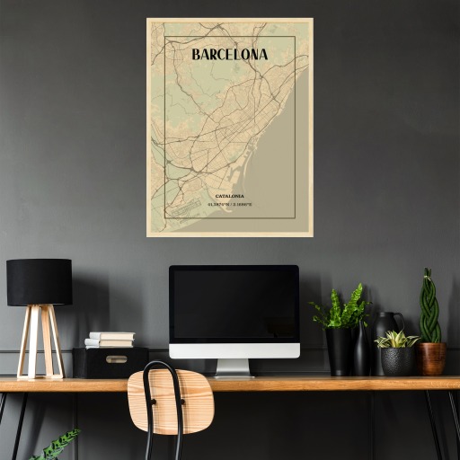 Barcelona in Vintage Poster - Street Map 3