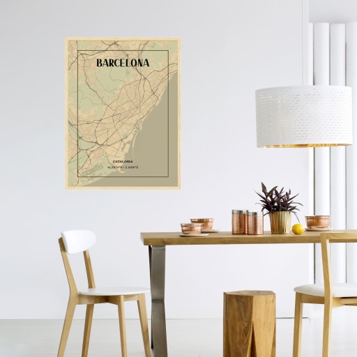 Barcelona in Vintage Poster - Street Map 4