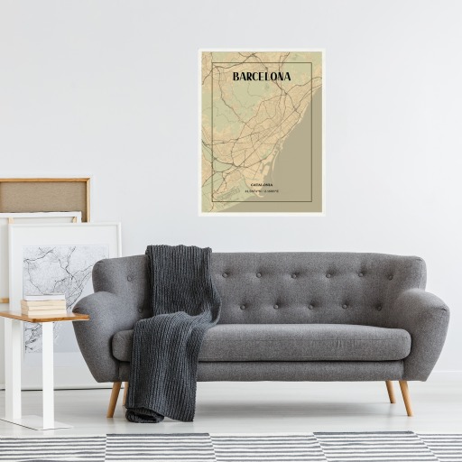 Barcelona in Vintage Poster - Street Map 5