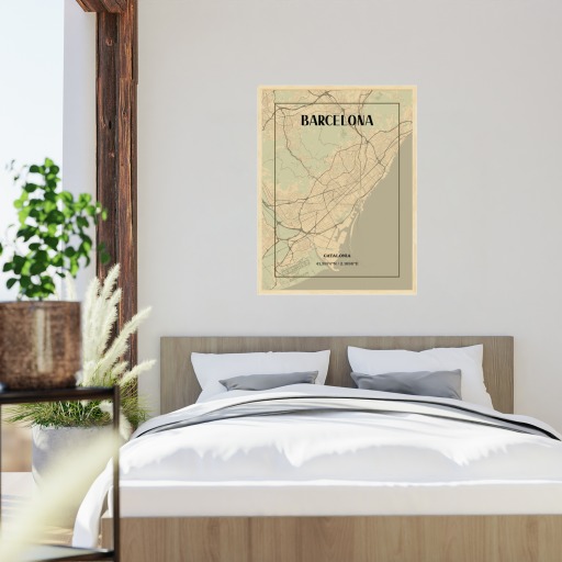 Barcelona in Vintage Poster - Street Map 6