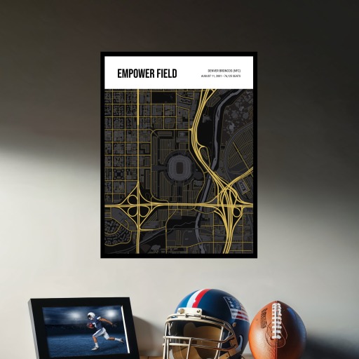 Denver Broncos Stadium Poster - Street Map 3