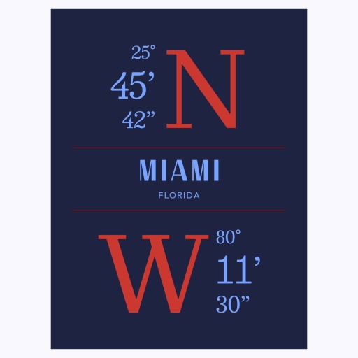 Miami in Bourbon Poster - Coordinates 1