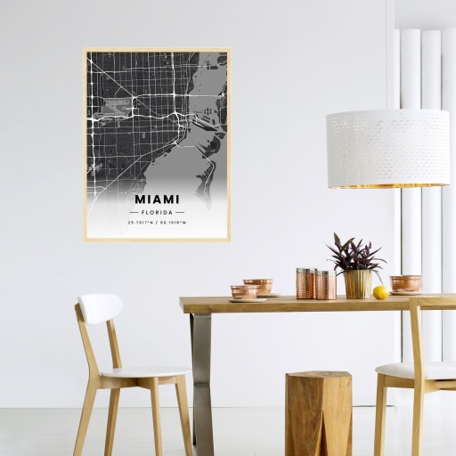 Miami in Dark Poster - Street Map 4