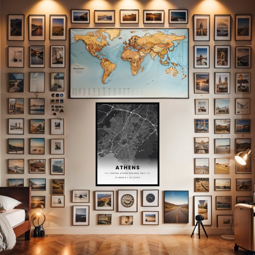 Athens in Dark Poster - Street Map 2