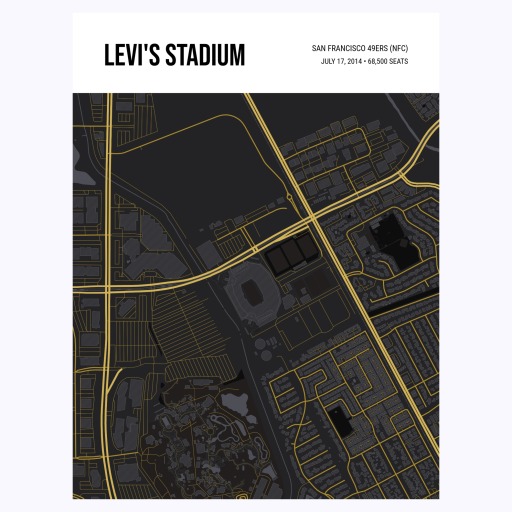 San Francisco 49ers Stadium Poster - Street Map 1