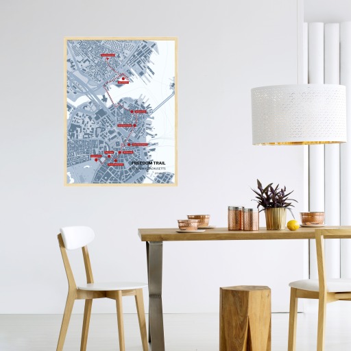 Boston Freedom Trail Map Poster - Route Map 4