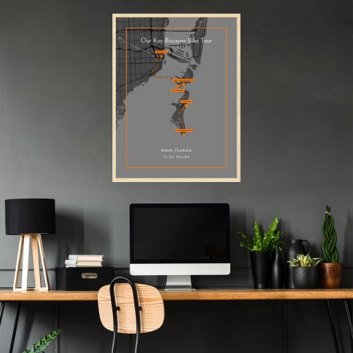 Our Key Biscayne Bicycle Ride Poster - Route Map 2
