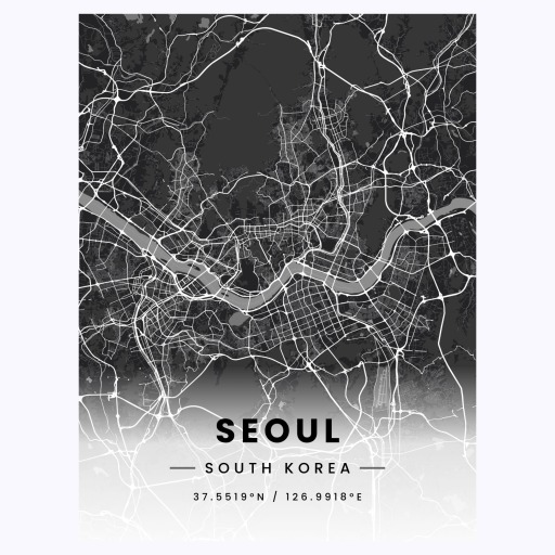 Seoul in Dark Poster - Street Map 1