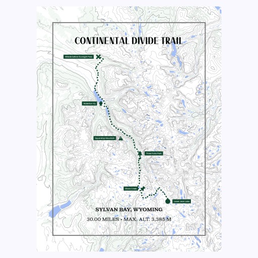Continental Divide Trail Hiking Trip Poster - Route Map 1