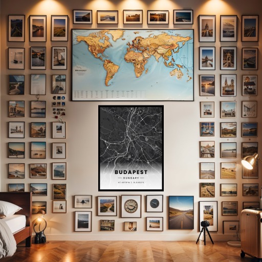 Budapest in Dark Poster - Street Map 2