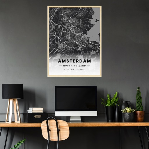 Amsterdam in Dark Poster - Street Map 4