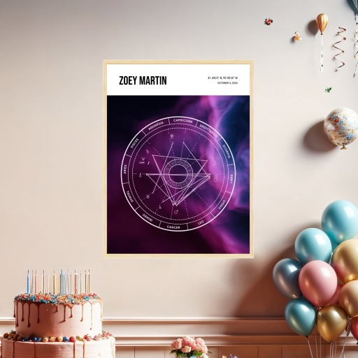 The Day Zoey Arrived Poster - Nebula - Natal Chart 3