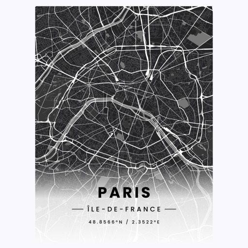 Paris in Dark Poster - Street Map 1