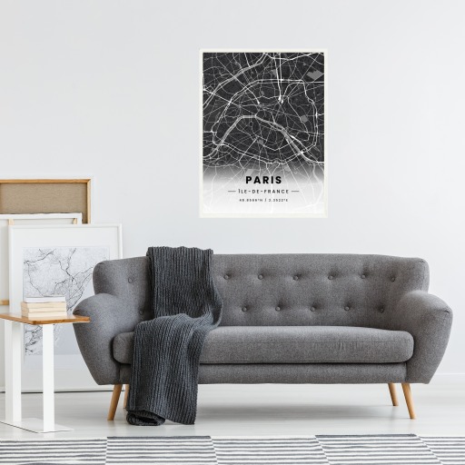 Paris in Dark Poster - Street Map 5