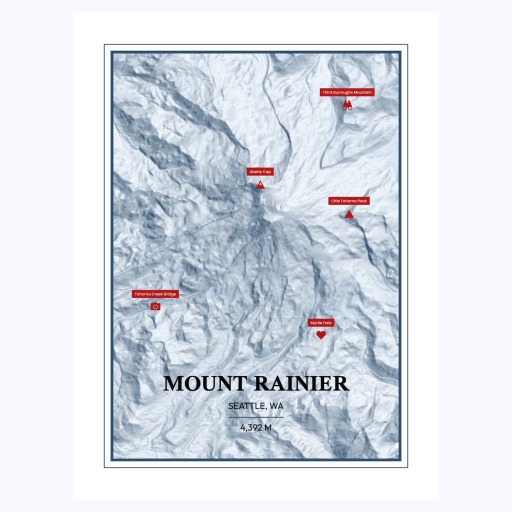 Trip To Mount Rainier Poster - Terrain Map 1