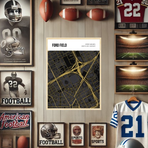 Detroit Lions Stadium Poster - Street Map 2