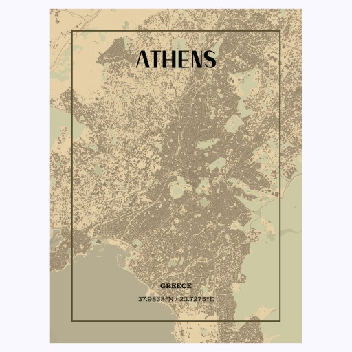 Athens in Vintage Poster - Street Map 1