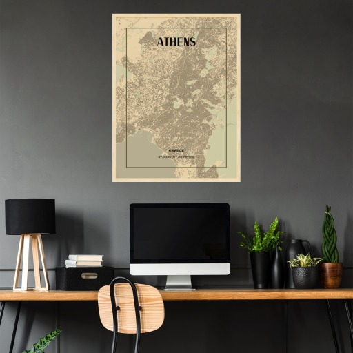 Athens in Vintage Poster - Street Map 3