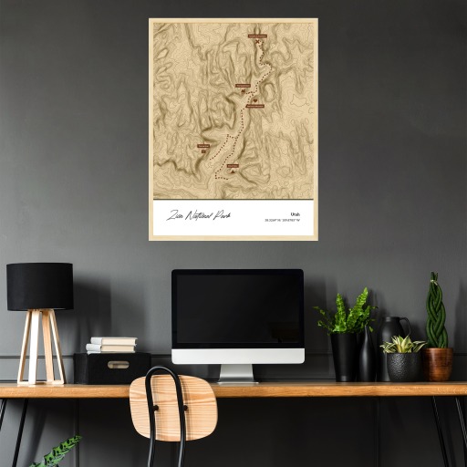 Our Trip to Zion National Park Poster - Topo Map 4