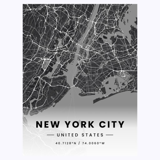 New York City in Dark Poster - Street Map 1