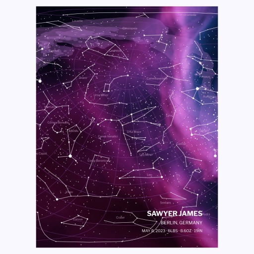 Newborn Baby Poster in Nebula - Star Map 1