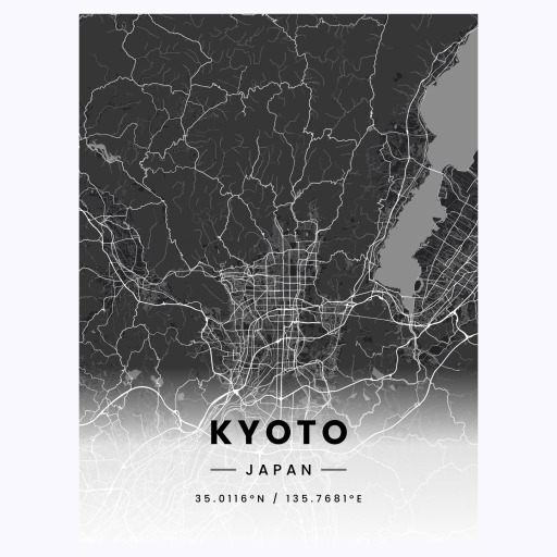 Kyoto in Dark Poster - Street Map 1