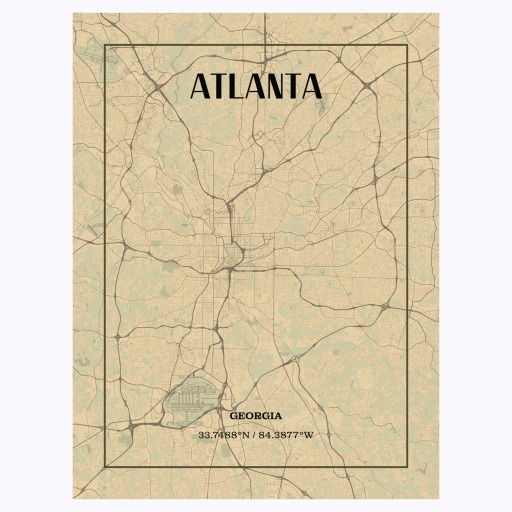 Atlanta in Vintage Poster - Street Map 1