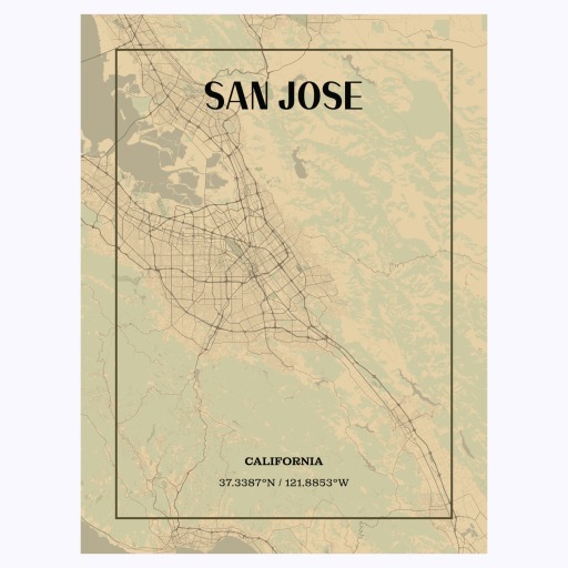 San Jose in Vintage Poster - Street Map 1