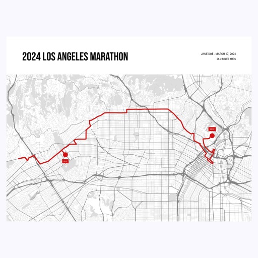 2024 Los Angeles Marathon Poster - Route Map 1