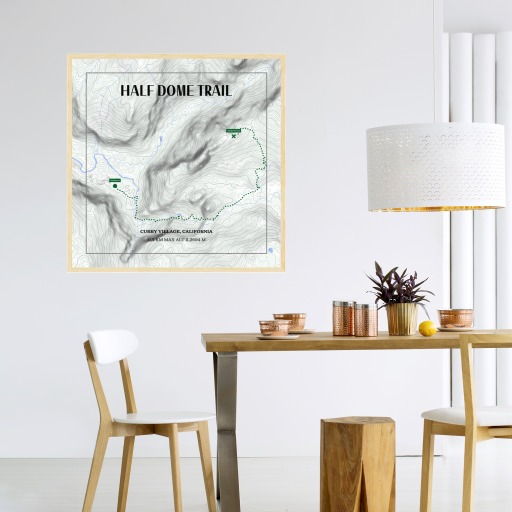 Half Dome Trail Hiking Trip Poster - Route Map 3